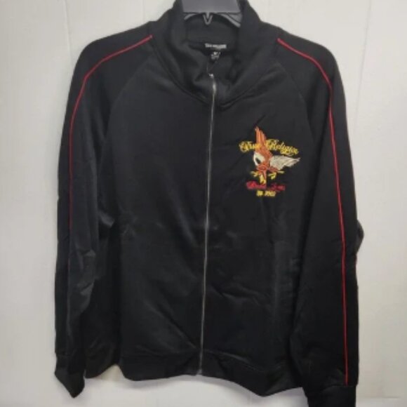 True Religion Jacket Mens 3XL Black Eagle California Embroidered Tracksuit XXXL - Picture 1 of 8